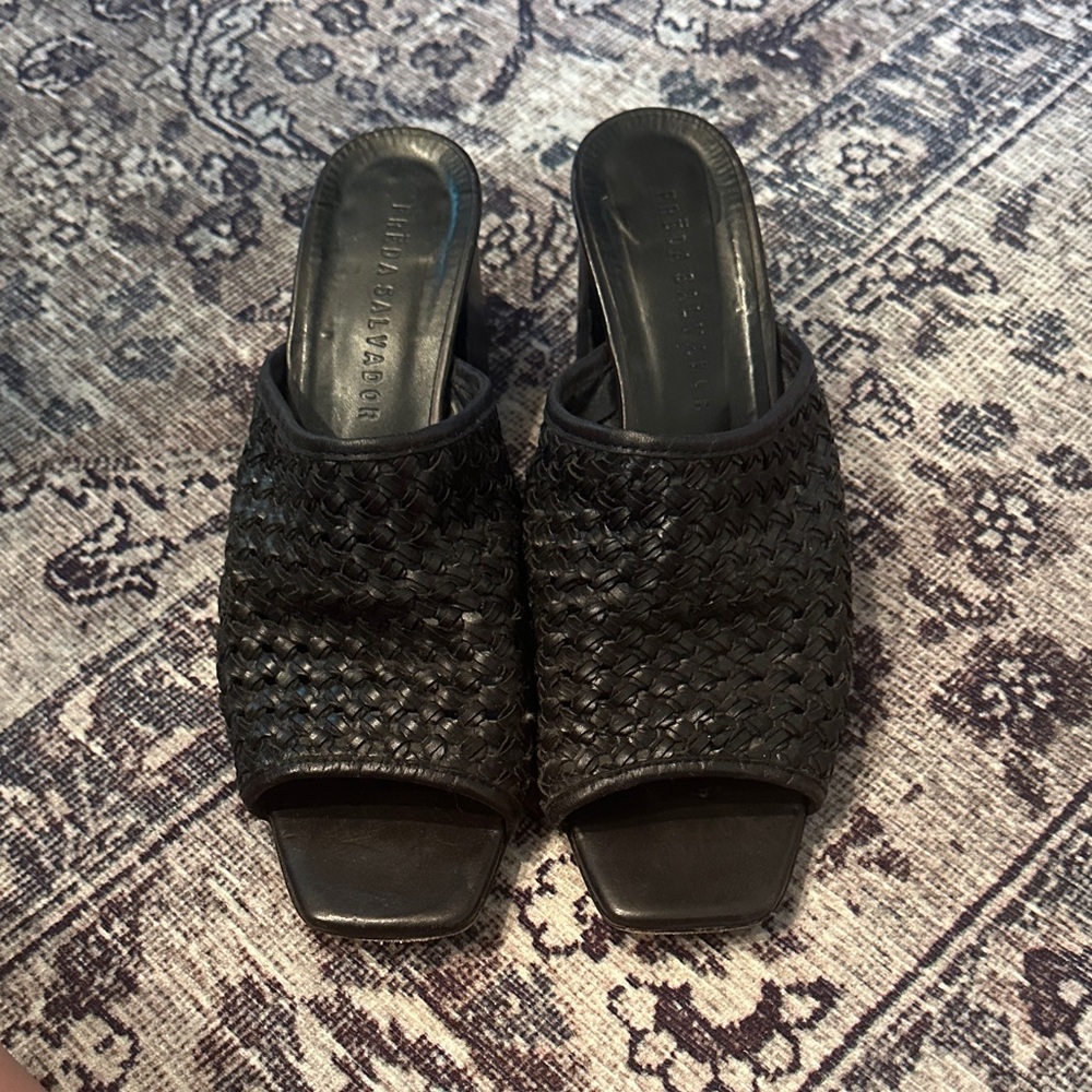 Freda Salvador Black Textured Mules